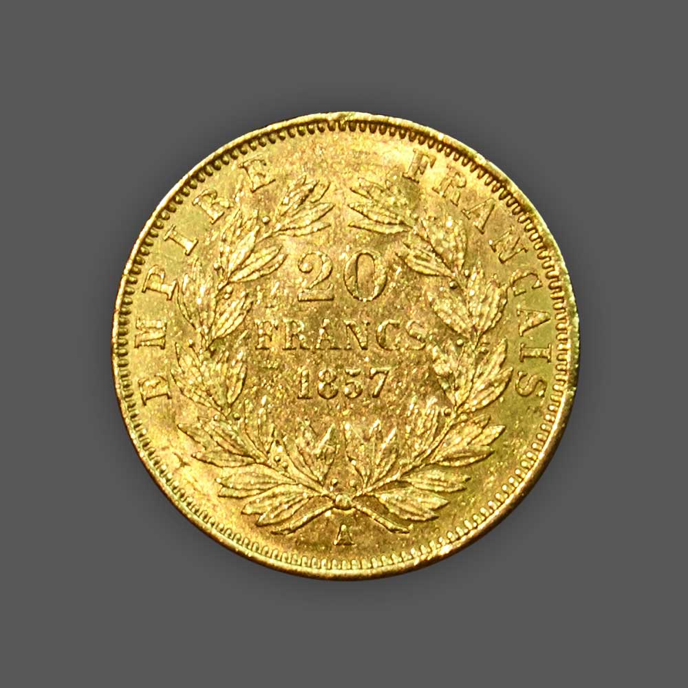 GOLD 20 Francs Napoléon - 1857 back